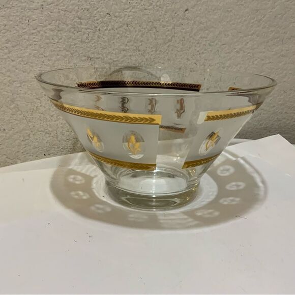 Vintage 1960s Anchor Hocking Mid Century Gold Wheat Large Glass Serving Bowl - Picture 1 of 12